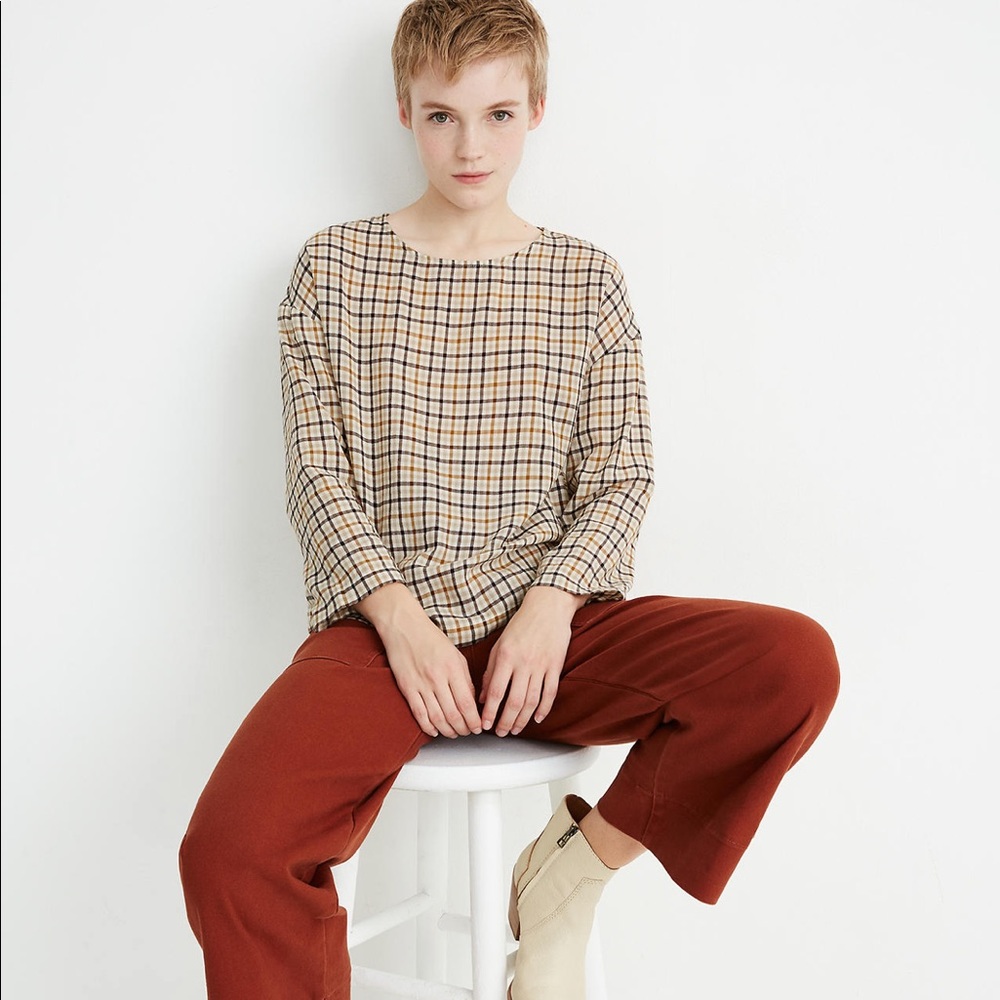 NWOT Madewell Boxy Tee Top in Houndstooth